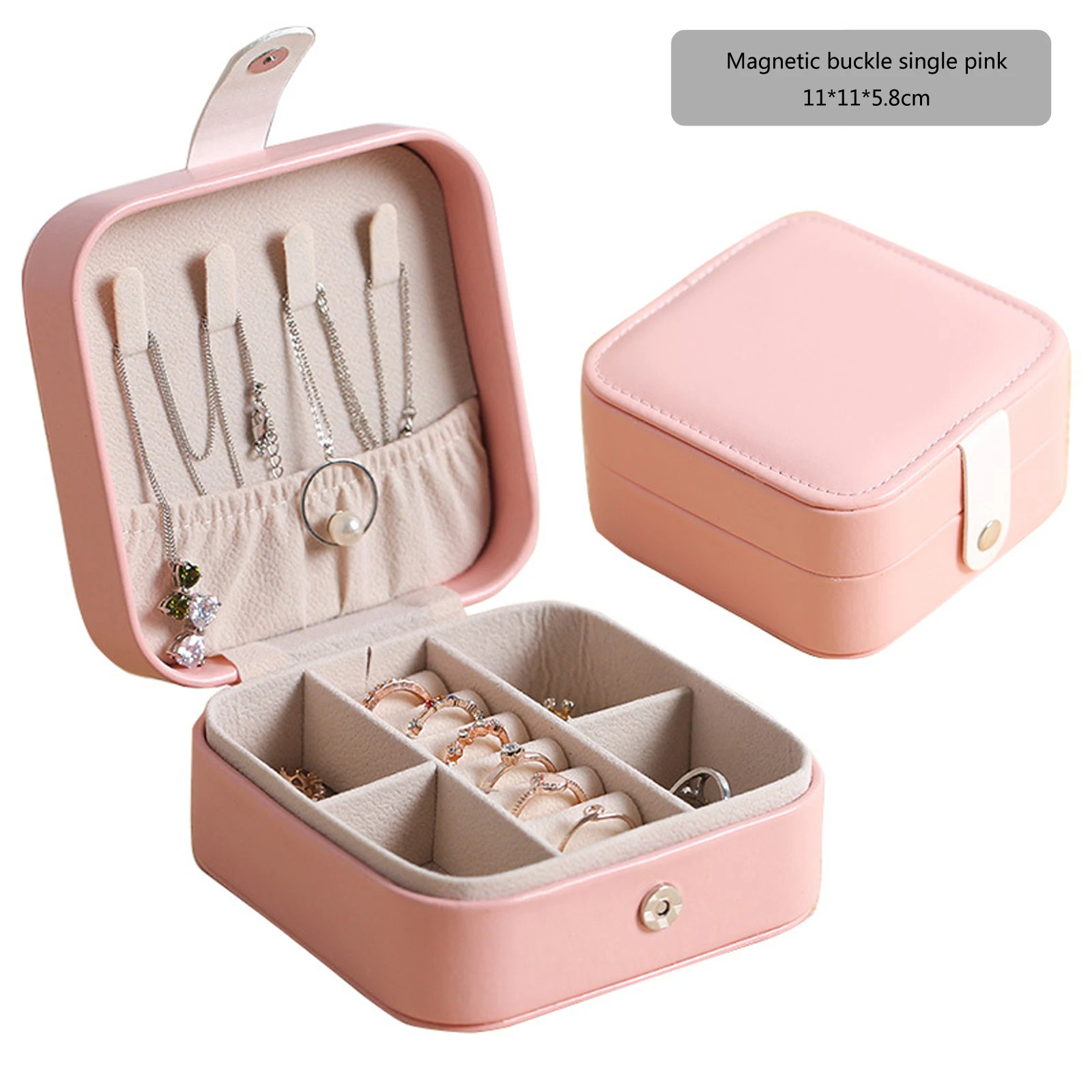 

2021 Jewelry Organizer Display Travel Jewelry Case Boxes Travel Portable Jewelry Box Leather Storage Organizer Earring Holder