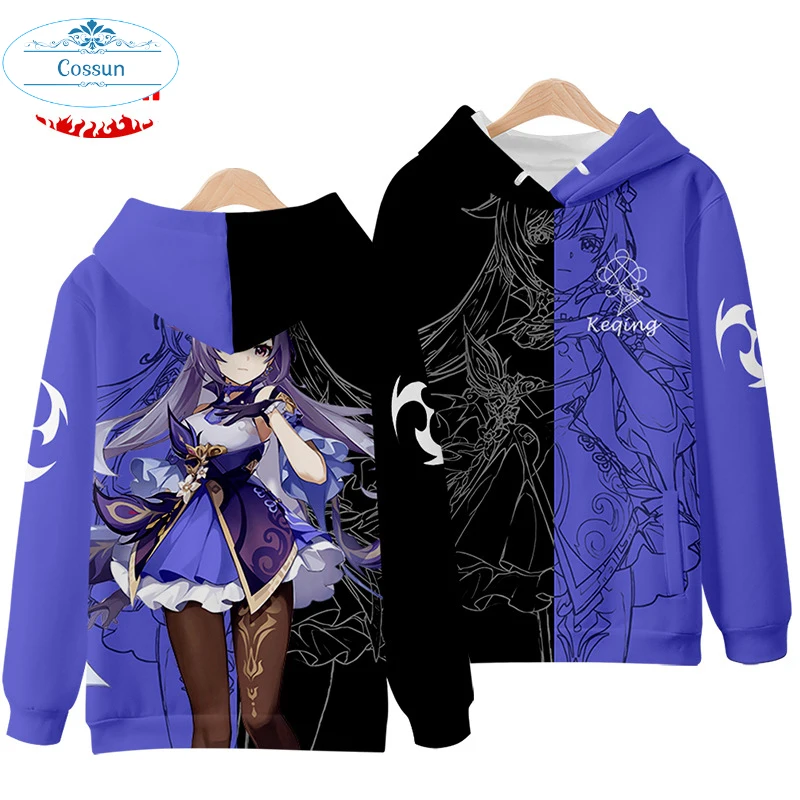 

New 3D Printed Hooded Sweatshirt for Game Genshin Impact Diluc Fleece Hoodies Keqing Klee Cosplay Thicken Top Coat Fashion