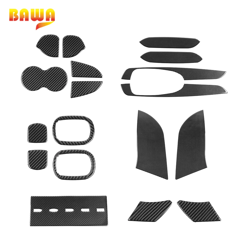 

BAWA Car Carbon Fiber Interior Sticker for Dodge Challenger 2015+ Interior Door Switch Armrest Seat Decoration Stickers