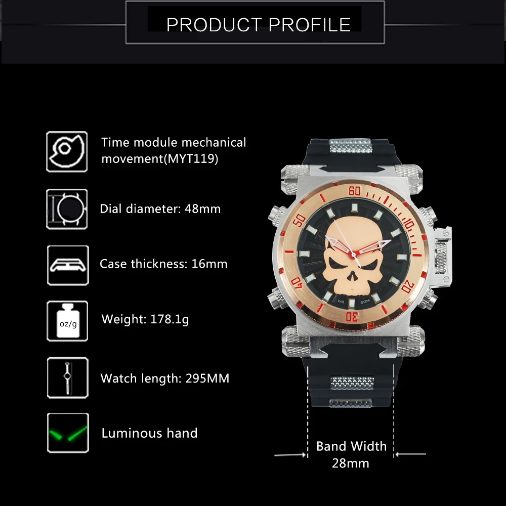 Часы наручные WINNER Мужские кварцевые в стиле хип-хоп спортивные брендовые