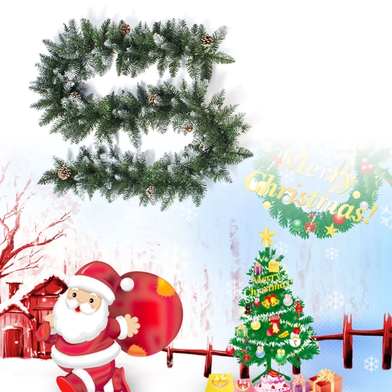 

Christmas Wreath Garland Artificial Pine Cones Xmas Tree Rattan Hanging Ornament