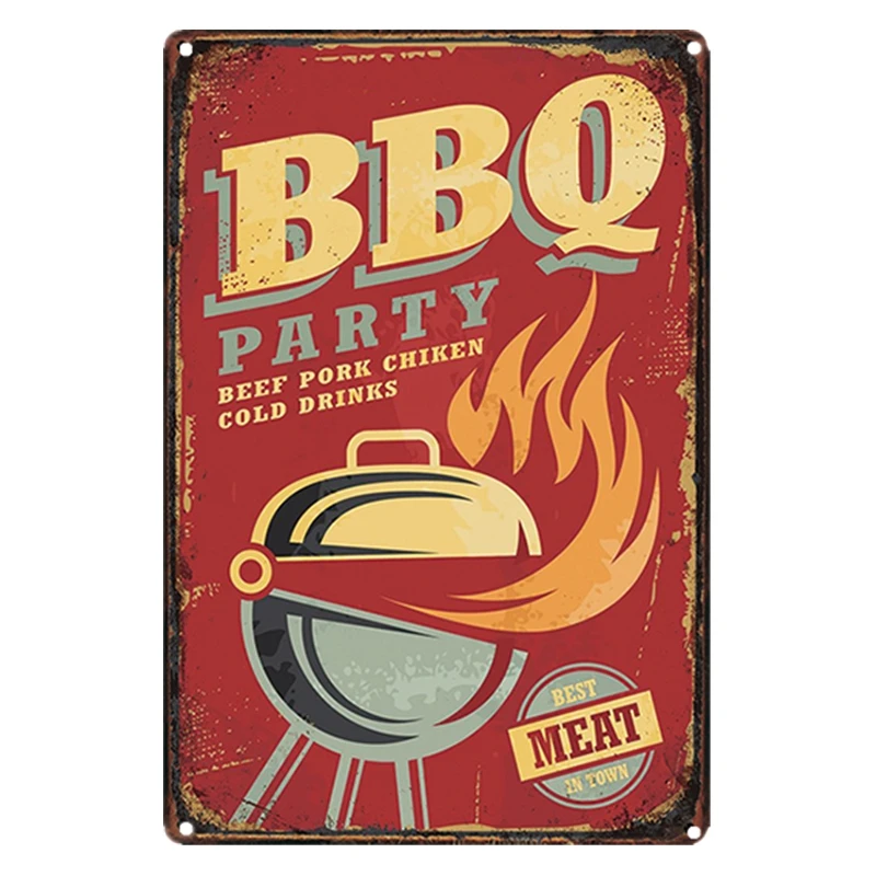 

Vintage Metal Tin Signs Plaque Bbq Hot Dog Cupcake Ice Cream Fast Food Metal Poster Wall Art Decor for Kitchen Diner Restaurant