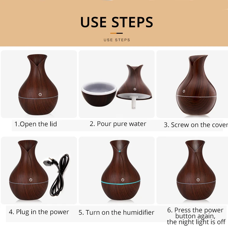 USB Электрический аромадиффузор деревянный ультразвуковой увлажнитель воздуха