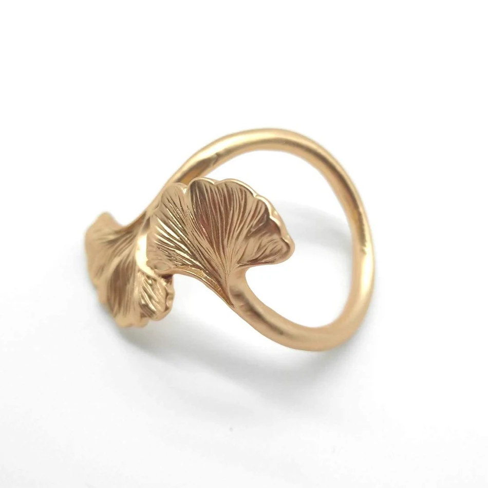 Застежка в виде листа гинкго металлическая для салфеток кольцо из розового