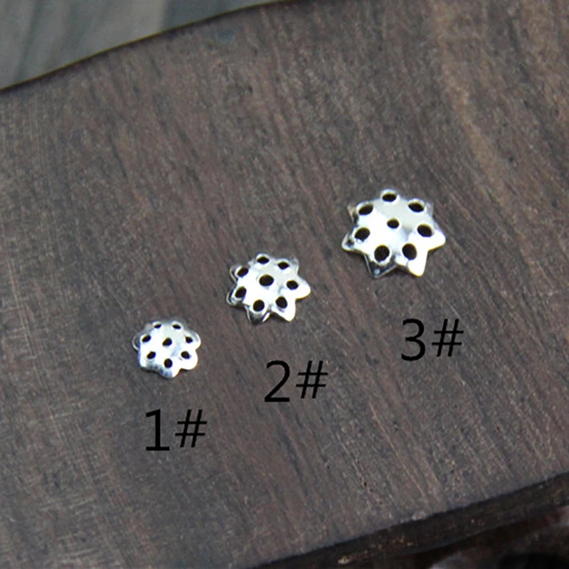 10pcs 100% 925 sterling silver Color Thin Septum Jewelry Small Accessories DIY Flower Hat Beads Making Bracelet Metal Spacer | Украшения и