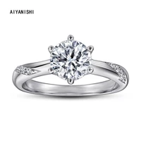 aiyanishi classic 925 sterling silver engagement ring for women six prongs round ring 2021 wedding trend female jewerly gifts