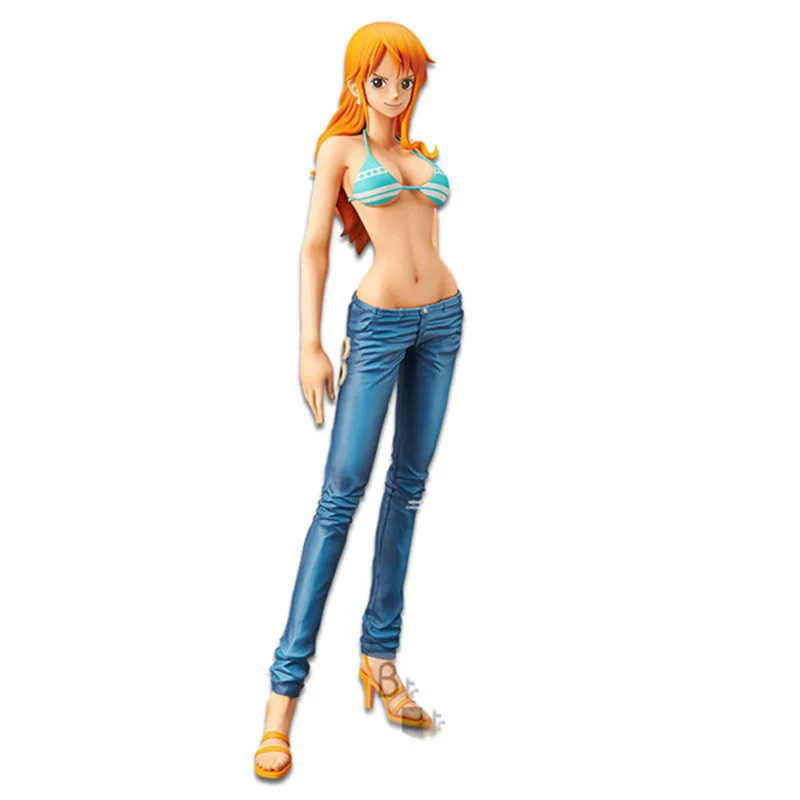 

11" Anime Sexy Figures One Piece The Straw Hat Pirates Nami Charm Girl Golden Cat Sticker Original PVC Action Figure Toy X696