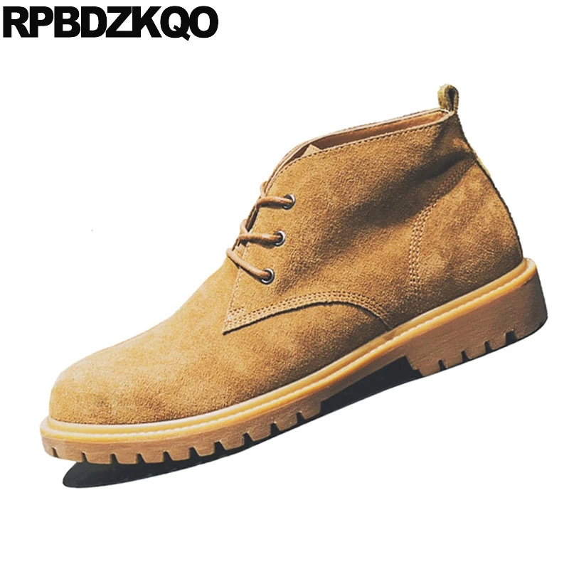 Ботинки рабочие коричневые осенние на шнуровке Корейская Осенняя защитная обувь