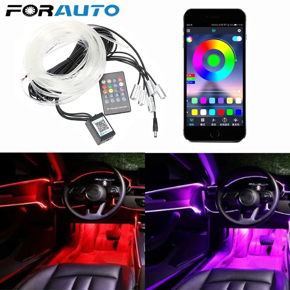 Автомобильный атмосферная лампа естественного освещения Гибкая EL провода RGB