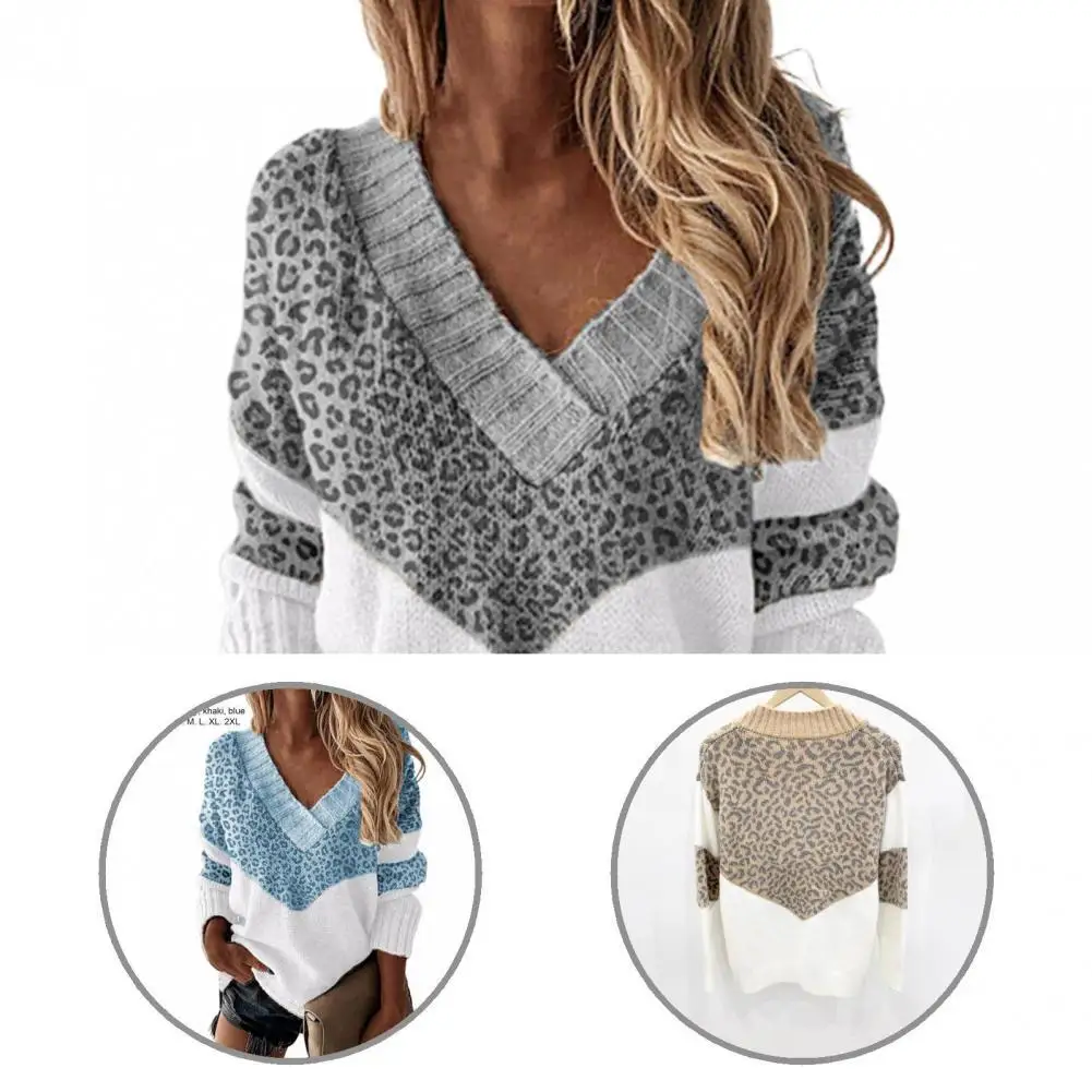 

Women Popular V Neck Patchwork Knitted Sweater Top Sweater Knitted Sweater V Neck for Daily Wear