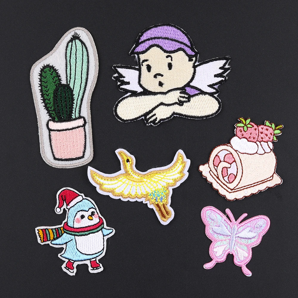 

High-quality Food desserts Patches Cute penguin Embroidery Appliques for Clothes Iron Badges for Kids Stickers