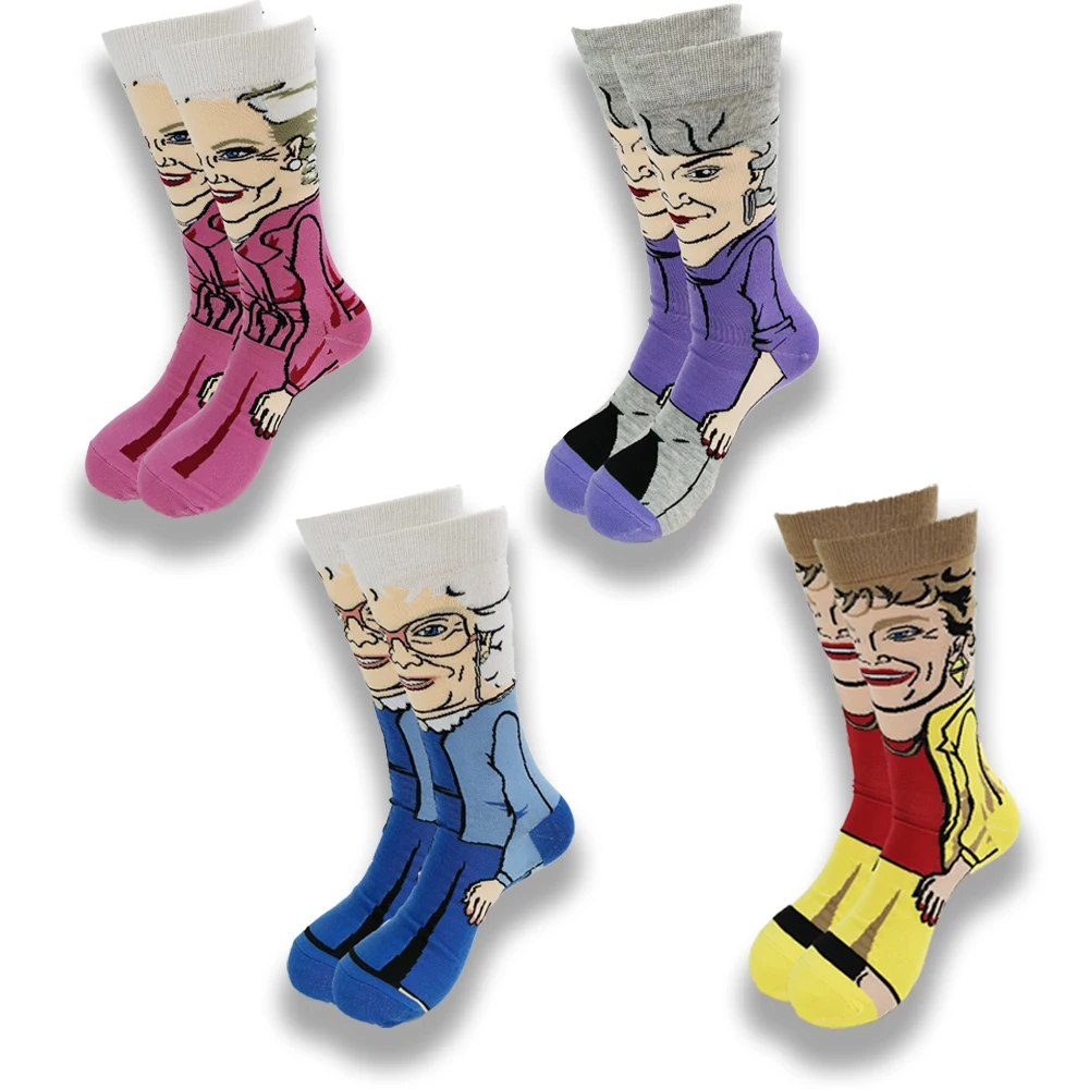golden-girls-cartoon-socks-hip-hop-anime-print-funny-tube-socks-novita-uomo-donna-calzini-divertenti-in-cotone-casual-personalizzati