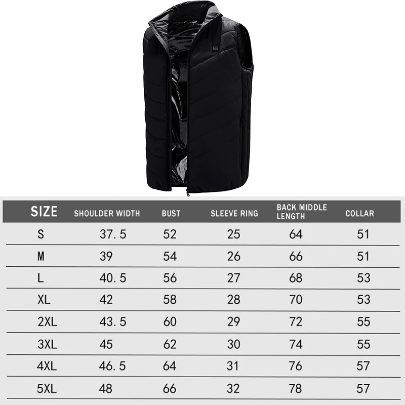 

S-5XL 2020 Men Women Autumn Winter Cotton Heated Vest USB Infrared Electric Heating Jacket Waistcoat Outdoor Thermal Warm