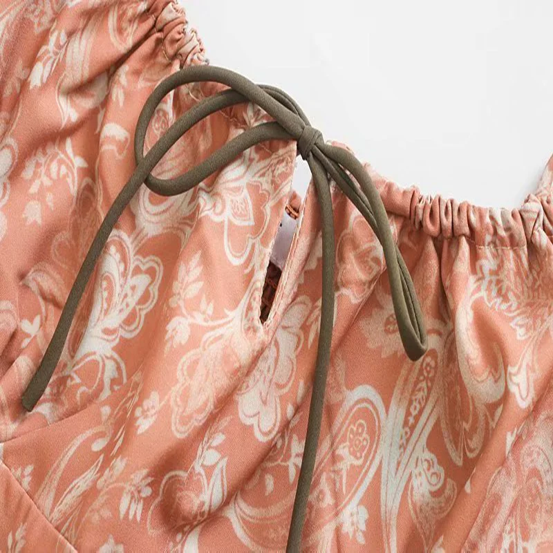 

Sleeveless dress women 2021 sexy mini dresses floral spaghetti strap dress vintage A line dresses elastic bow tie dress party