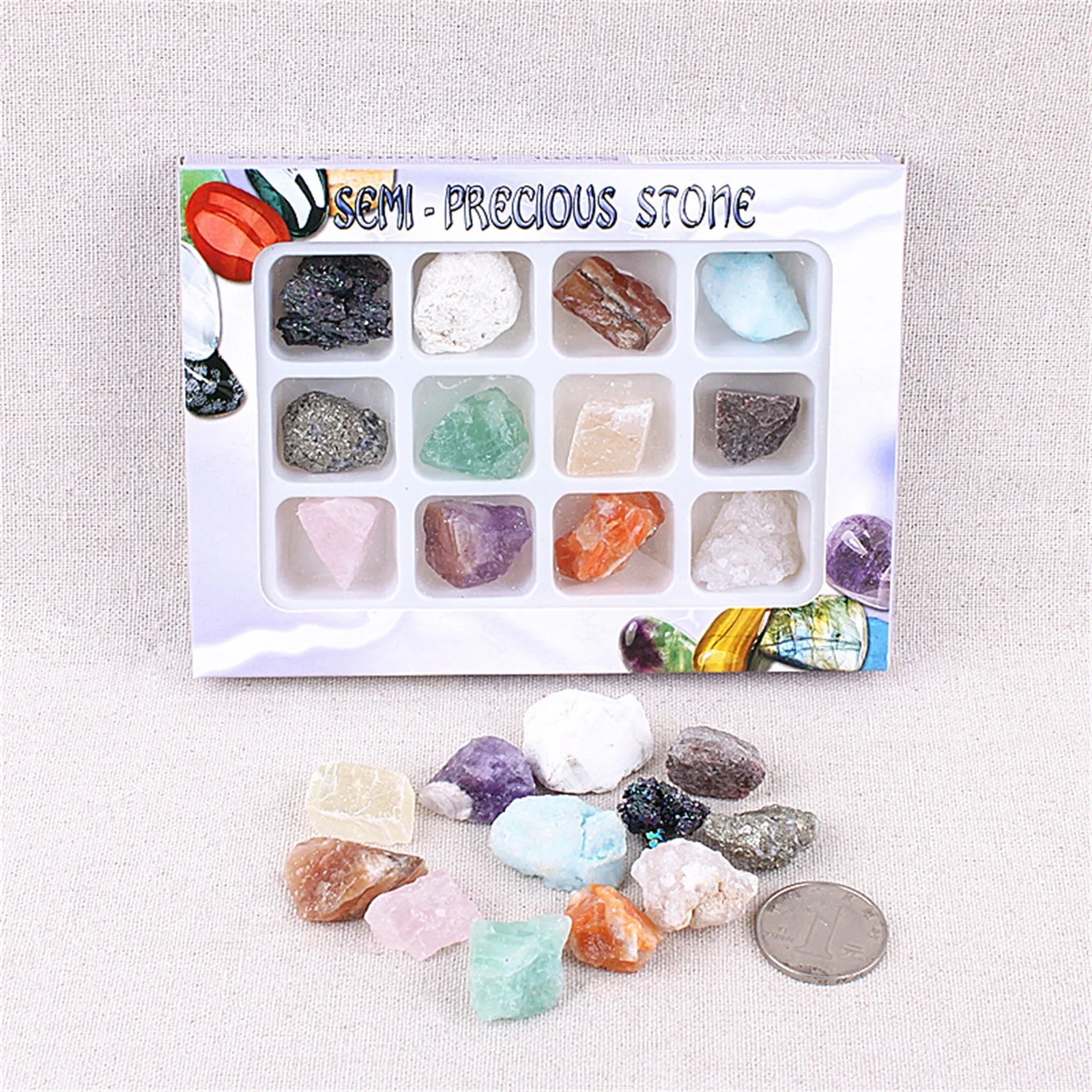 Коллекционная Подарочная коробка с натуральными кристаллами надписью &quotMerry