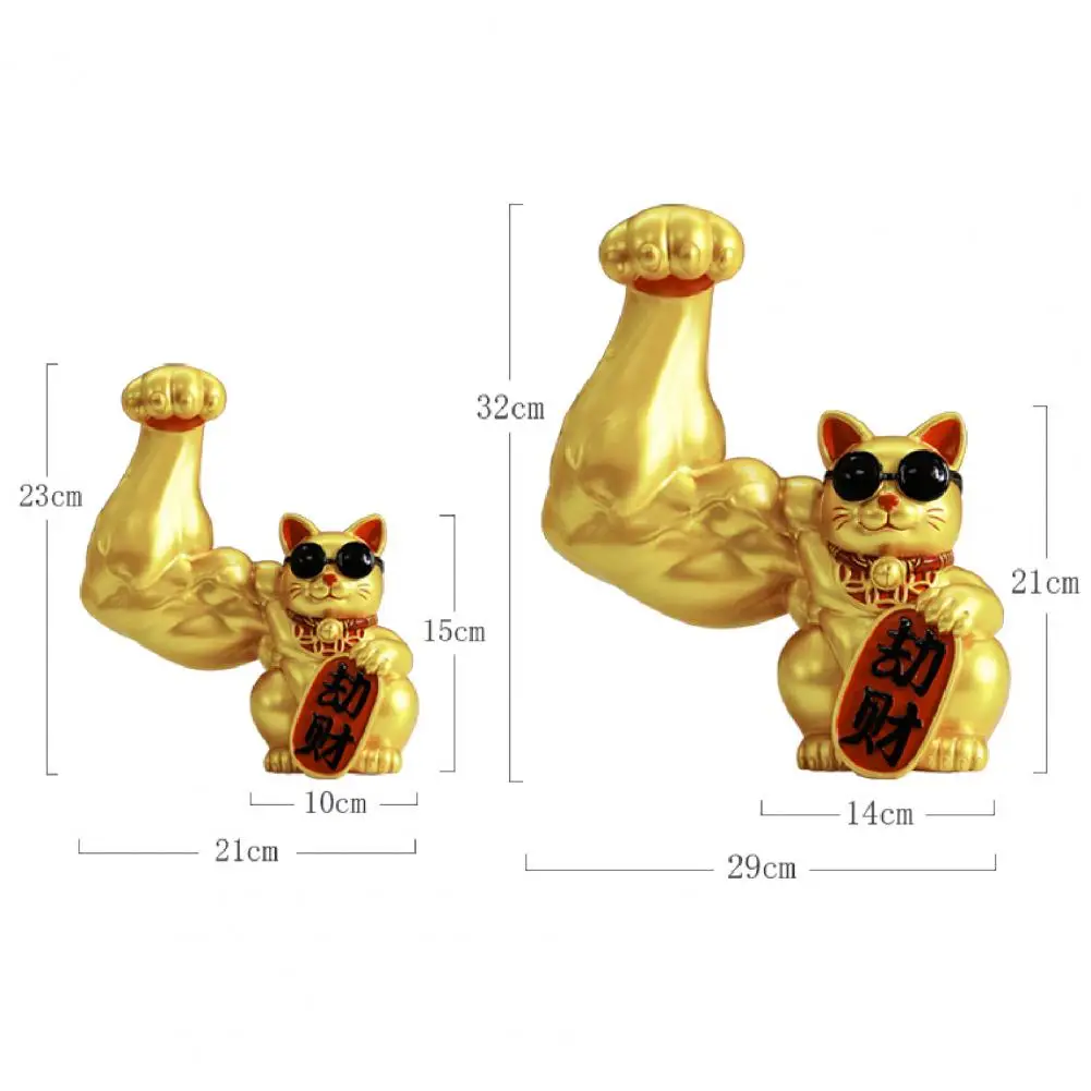 

Hot Sales!! Resin Fortune Lucky Cat Ornament with Muscle Arm Home Decor Collectibles