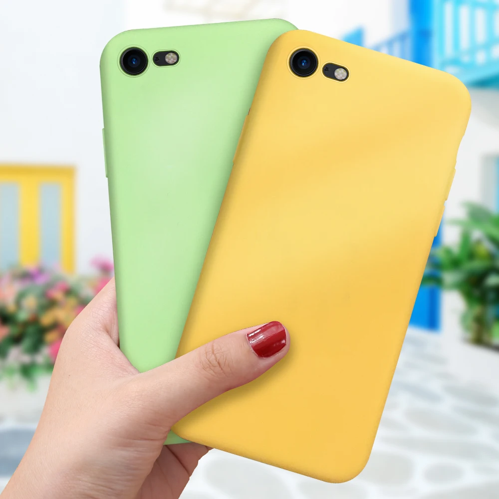 Чехол для телефона зеленый желтый iPhone 5 5S 6 6S 7 8 Plus SE мягкий силиконовый резиновый