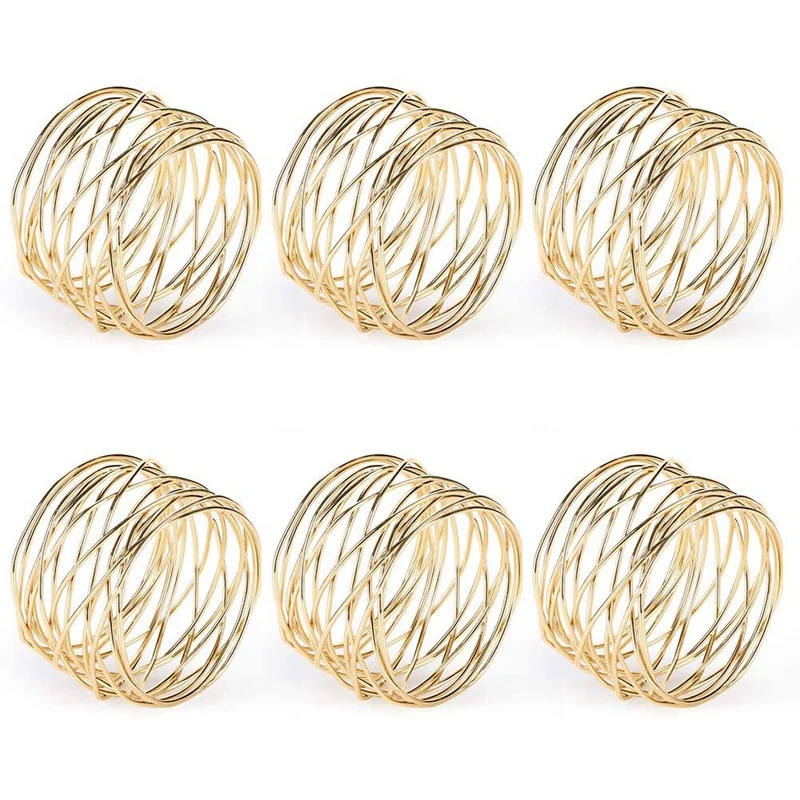 

Metal Mesh Napkin Ring, Golden Napkin Ring, Suitable for Dinner Parties, Weddings, Birthdays, Family Gatherings,6 Pieces