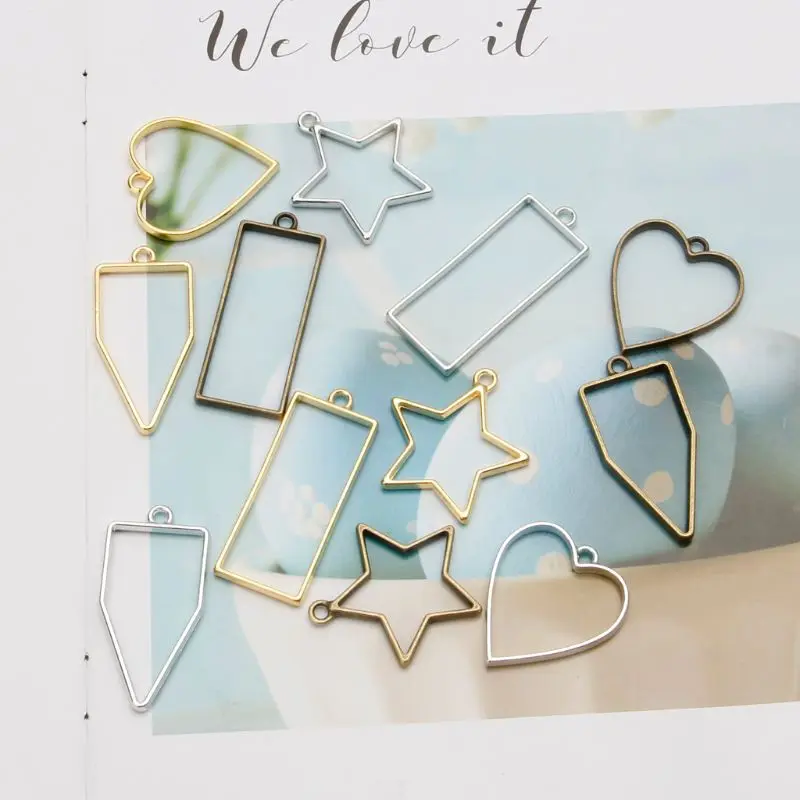10Pcs Frame Pendant Open Back Bezel Geometric Hollow Resin Jewelry Making | Украшения и аксессуары