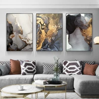 nordic grey golden fluid art marble texture abstract wall art canvas poster and print for modern home living room decoration