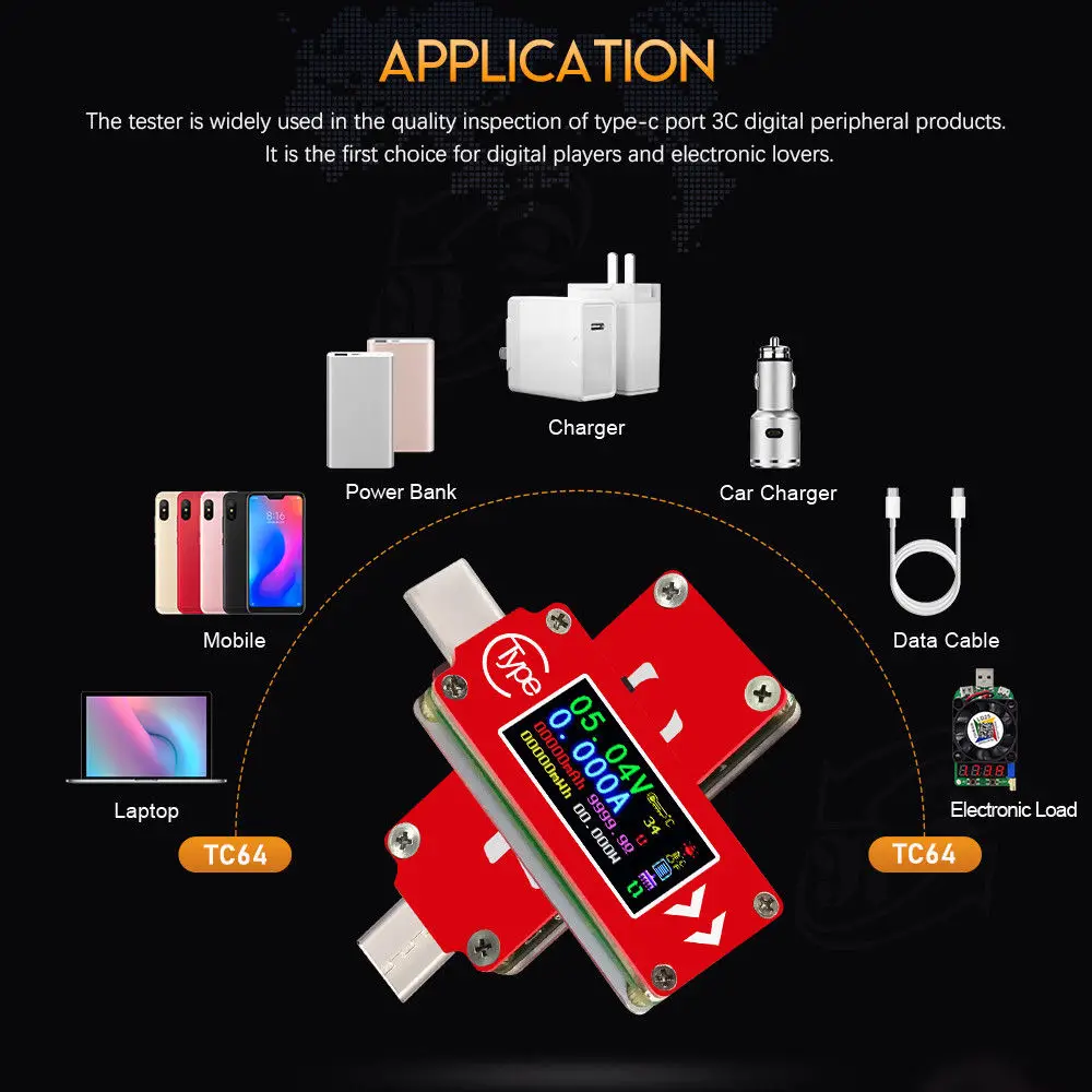 TC64 цветной USB вольтметр амперметр с жк дисплеем измеритель напряжения тока