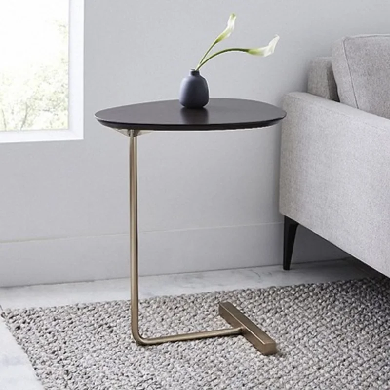 

Simple Modern Side Table Iron Art Sofa Corner Table Lazy Bedside Reading Oval Coffee Table Tea Solid Wood Counter Top