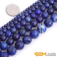 natural stone blue lapis lazuli bead faceted round beads for jewelry making strand 15 inch diy bracelet necklace jewelry beads