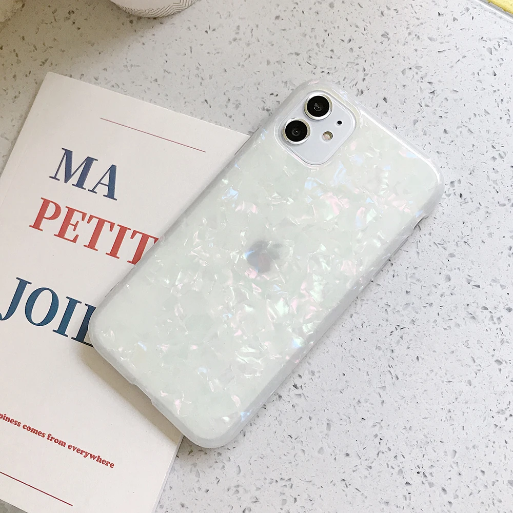 j Чехол для телефона LOVECOM для iPhone 11 Pro Max XR XS Max 6 6S 7 8 Plus X Dream Conch Глянцевая мраморная мягкая IMD задняя крышка на весь корпус подарки - Цвет: j