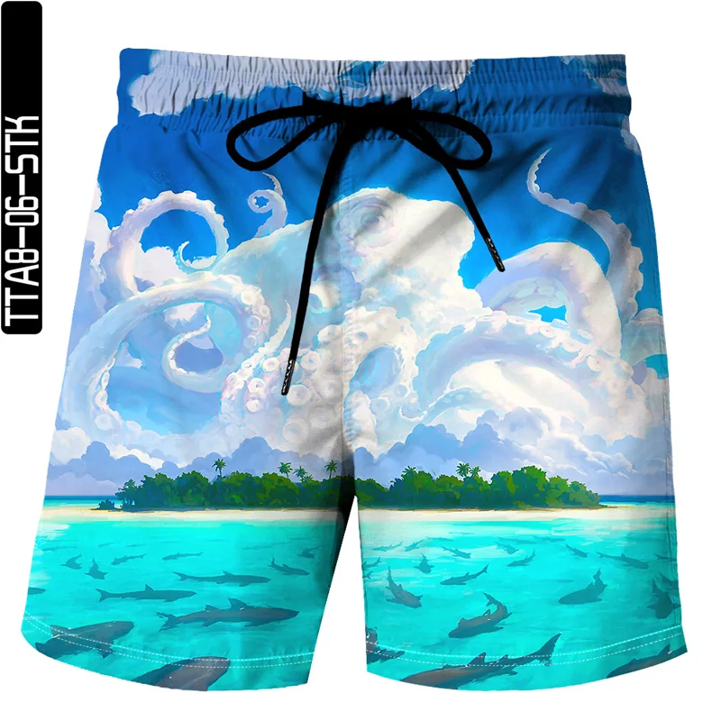 

3D printing tropical Hawaiian sea summer casual men's shorts beach pants unisex swimming trunks Bermuda shorts swimming trunks