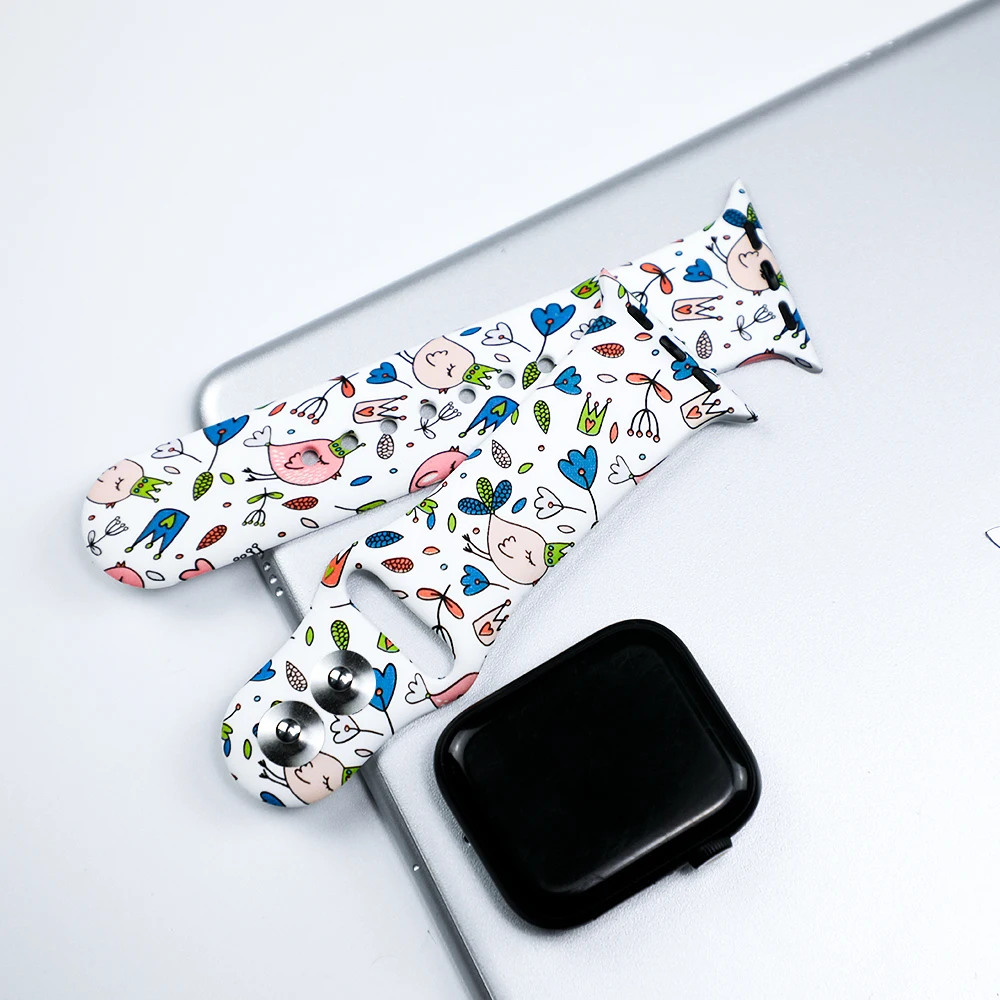 Ремешок для apple watch 44 мм 40 мм iwatch 4 3 ремешок 42 мм 38 мм браслет correa Sport популярные силиконовые печатные аксессуары для часов