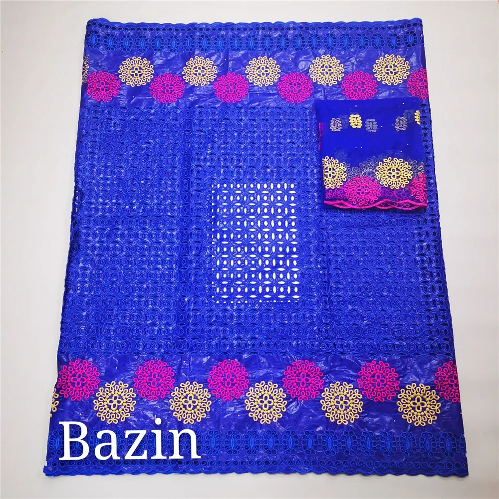 

7yards Hot Selling Bazin Riche Fabric With Lace Newest White Cotton Swiss Lace Fabric Nigerian Dry Lace Stones Guinea Brocade 8F