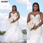 Женское свадебное платье с юбкой-годе, оборками и лифом из органзы, свадебное платье, платье невесты, 2021