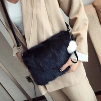 soft plush crossbody bag for women 2021 hairball pendant autumn winter fluffy shoulder bags warm fur bag female daily clutch