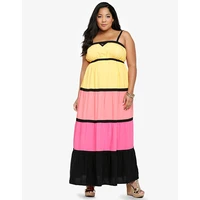 women casual striped bohemian dresses plus size summer maxi dress hot contrary colors sexy long casual sundress xxl