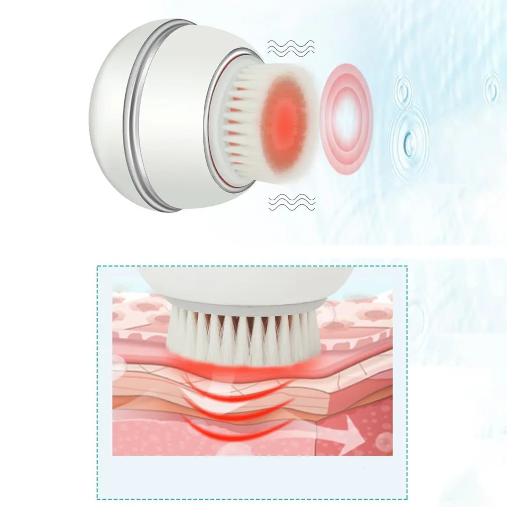 

Ultrasonic Face Brush Beauty Brush Red Wave Ultrasonic Skin Cleaning Flexible Brush Facial Cleaning Massager