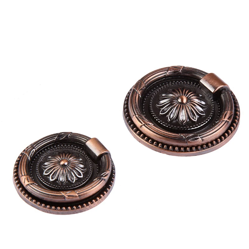 Ретро антикварные ручки для шкафа резные с выдвижным ящиком и ручка кольцо