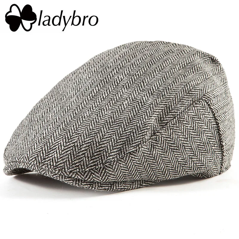 Ladybro, повседневная мужская кепка Newsboy, ИРЛАНДСКИЙ ТВИД, шапка плюща, плоская кепка, Осень-зима, мужская шапка из 30% шерсти, женская кепка с козырьком, Женская кепка, Мужская кепка - Цвет: Thin lining Grey