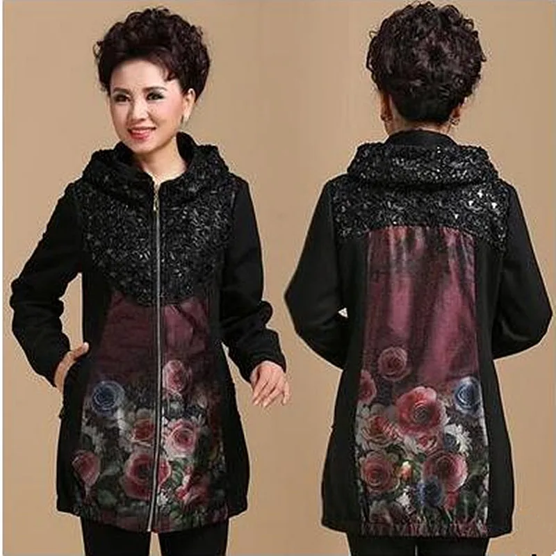 Женское длинное кружевное пальто толстая ветровка большого размера XL-5XL куртка