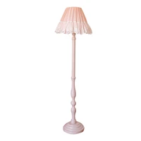 Nordic pink lace fabric straight pole floor lamps Princess Children's Room Pastoral Bedroom Living Room Standing Desk lights
