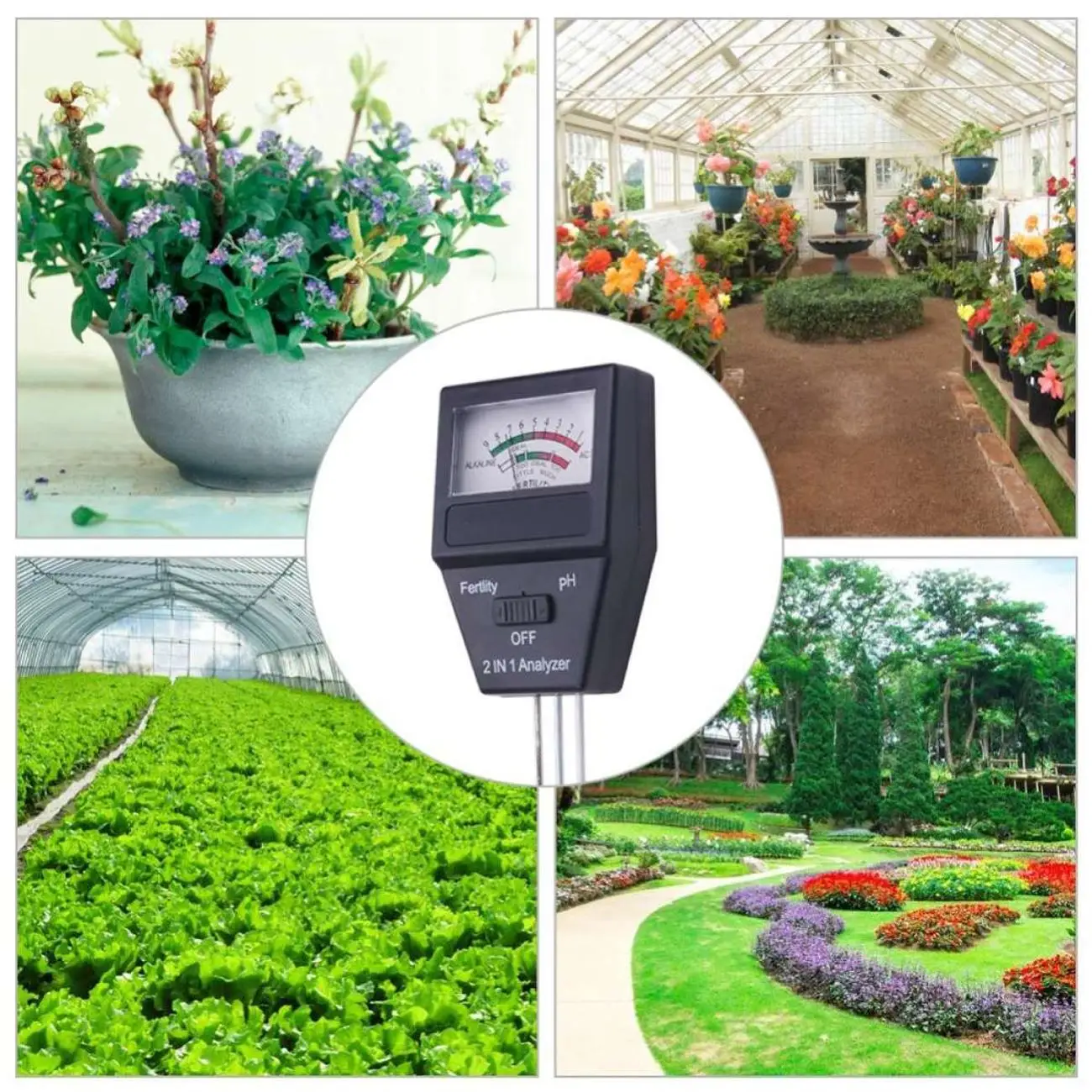 

2 In 1 Soil PH Tester Plant Fertility Meter Analyzer With 3 Probes Ideal Instrument For Gardening Indoor Outdoor Planting Tool