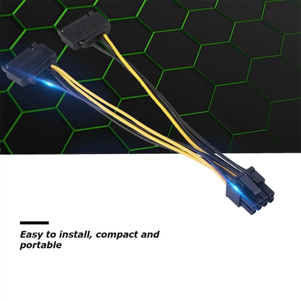 

2pcs Dual 15Pin SATA Male To PCIe 8Pin Male PCI Express PCI-E Video Card Splitter Adapter Power Supply Cable