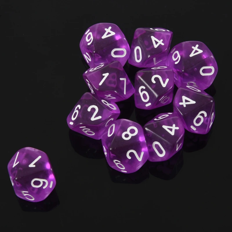 10-Dices D10 10-сторонняя игральная кость из драгоценного камня для РПГ Подземелья и Драконы настольные игры прозрачный синий