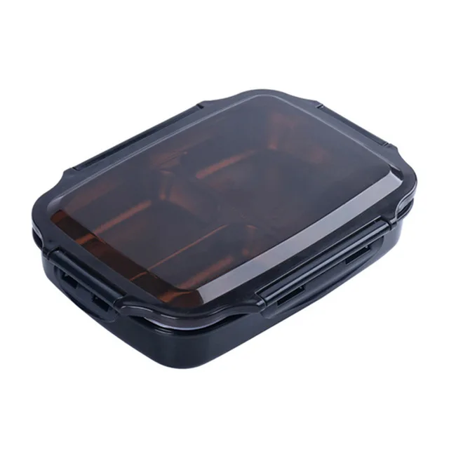 Brown lunch box ONEUP Ланч-бокс из нержавеющей стали Портативный для пикника, офиса, школы, еды, контейнер с отделениями, Microwavable термальный Bento box - Цвет: Brown lunch box