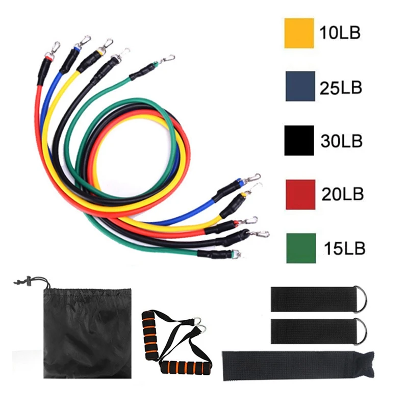 

11 pcs Yoga Gym Stretch Band Tube Resistance Bands Set Fitness Elastic Rubber Band Exercise Training Workout Expander Pull Rope