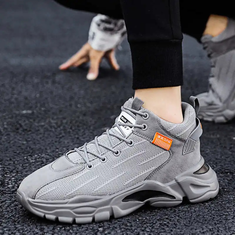 

Fly Weaving Running Shoes Man Breathable High Top Sneakers Men 2021 Walking Shoes Sport Thick Bottom Men's Sports Footwear 111G