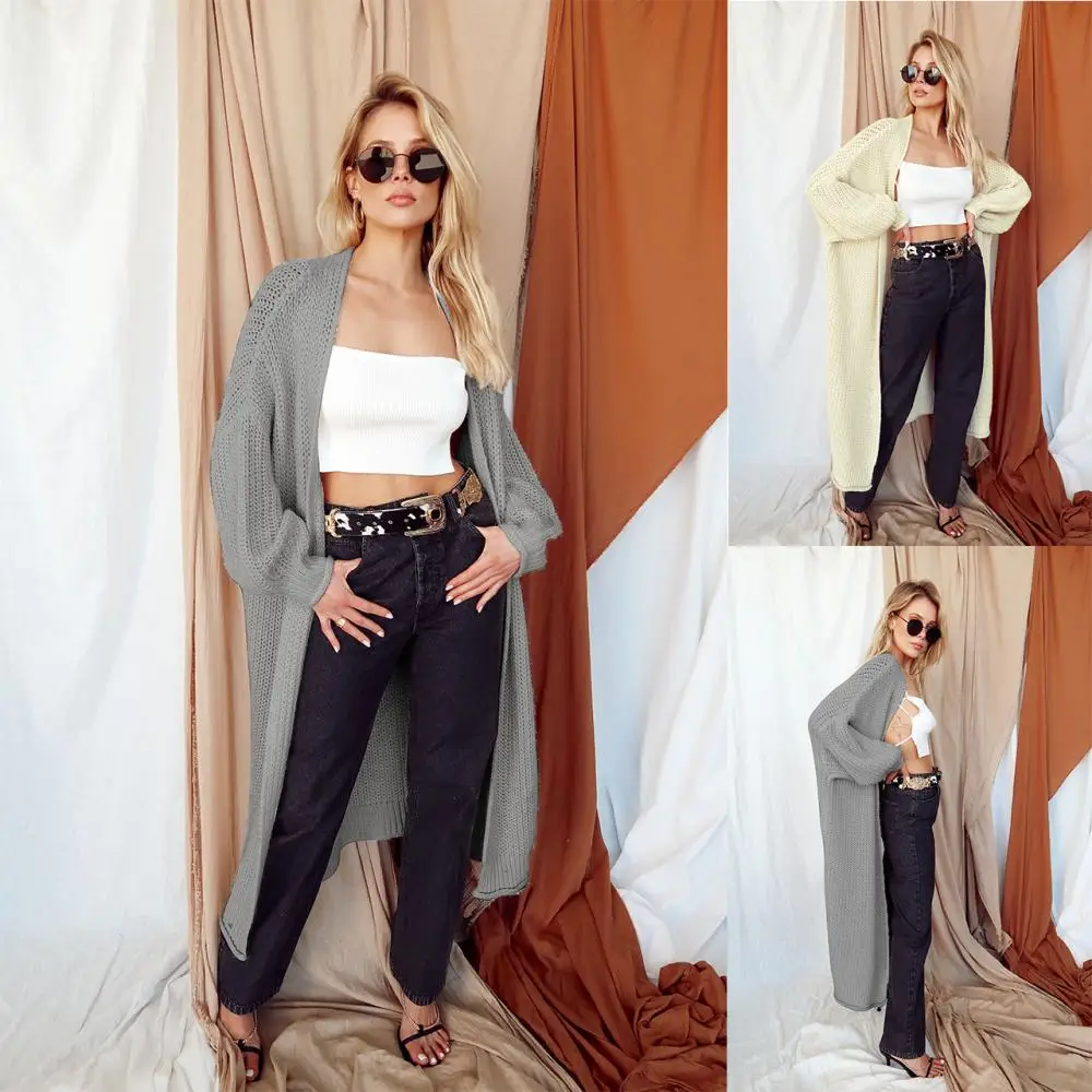 

Новинка 2021, осенне-зимний Кардиган, Женский Длинный свитер в европейском и американском стиле, Повседневный Кардиган