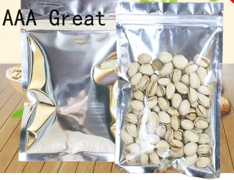 100 шт./лот передний Прозрачный упаковщик из фольги майлар пакеты на молнии для