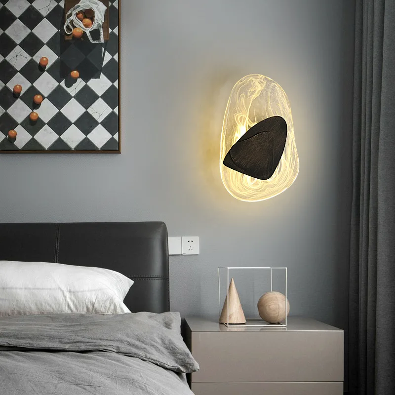 

Postmodern creative living room crystal wall lamp bedside bedroom study designer model room art Nordic wall lamp