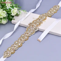 topqueen s161b g bride dress belt luxury crystal golden women saree wide rhinestones applique for evening wedding dress gifts