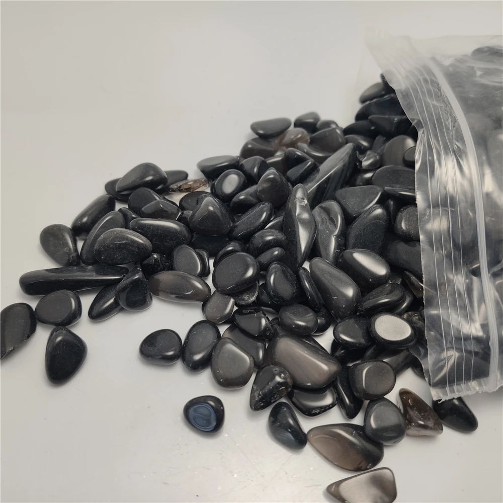 

7-12mm Natural Black Obsidian Quartz Gravel Degauss Purification Stone Mineral Fish Tank Health Decoration Furnishing Article